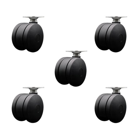 Service Caster 3'' Furniture Casters Nylon Twin Wheel Top Plate, 5PK SCC-UHTP02S75-NYS-5